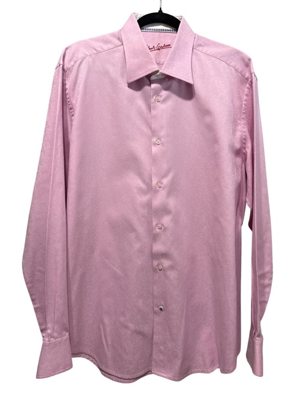Robert Graham Pink Textured Button-Up Shirt Long Sleeves Mens XL Flip Cuff